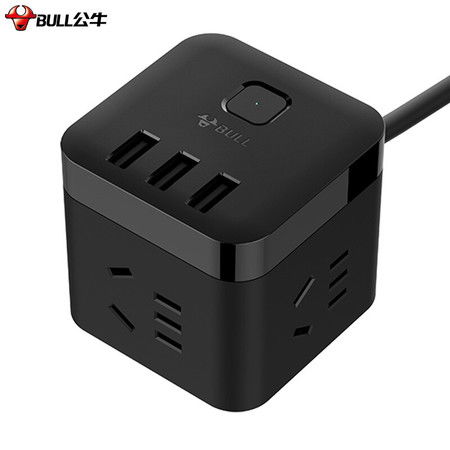 公牛 bull 魔方usb插座3m 插线板 接线板 拖线板3usb接口 3插孔gn u303h